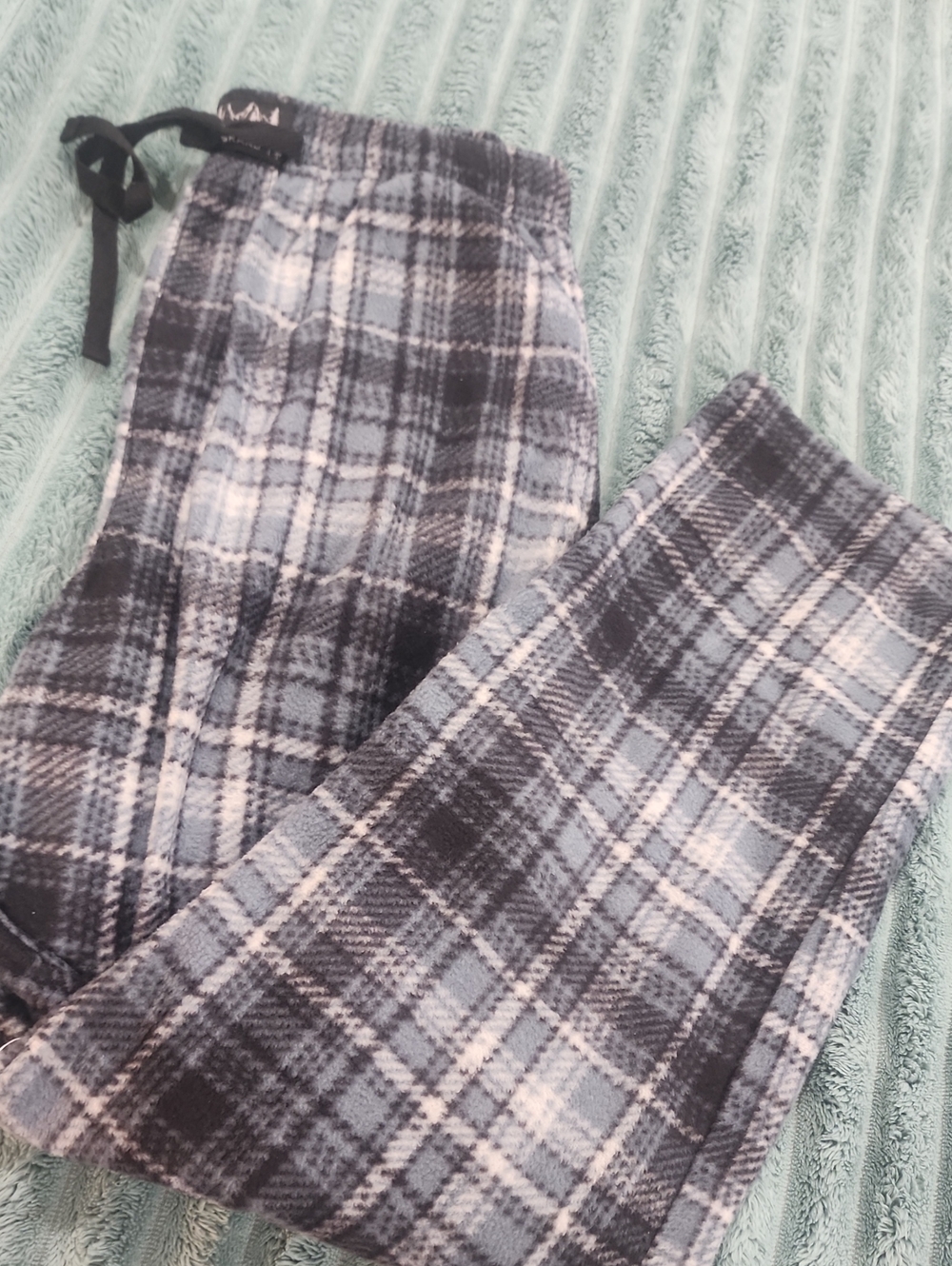 Lucky Brand Plaid Fleece Lounge Pants in Blue, Black & White Like New